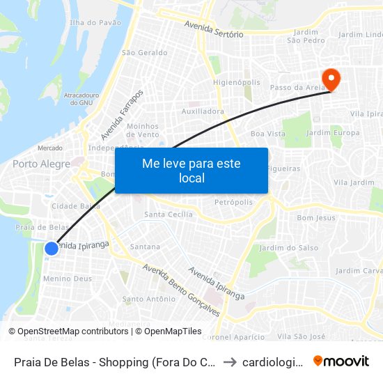 Praia De Belas - Shopping (Fora Do Corredor) to cardiologia-4d map