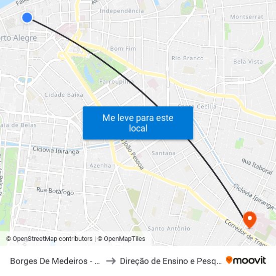 Borges De Medeiros - Mercado Público to Direção de Ensino e Pesquisa (DEP) - HPSP map