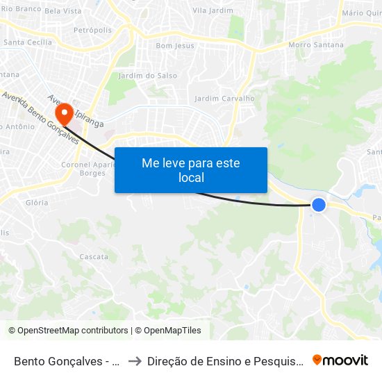 Bento Gonçalves - Veterinária to Direção de Ensino e Pesquisa (DEP) - HPSP map