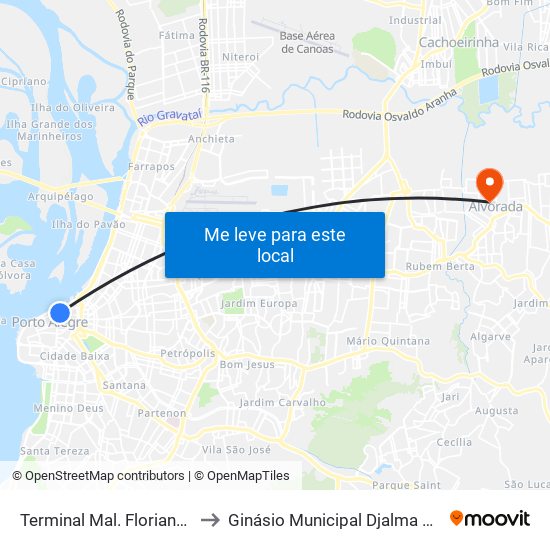 Terminal Mal. Floriano - Mercado to Ginásio Municipal Djalma Nogues Neves map