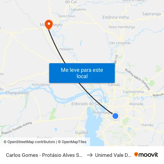Carlos Gomes - Protásio Alves Sn (Piso 1) to Unimed Vale Do Caí map