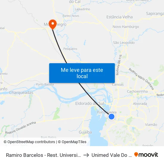 Ramiro Barcelos - Rest. Universitário to Unimed Vale Do Caí map