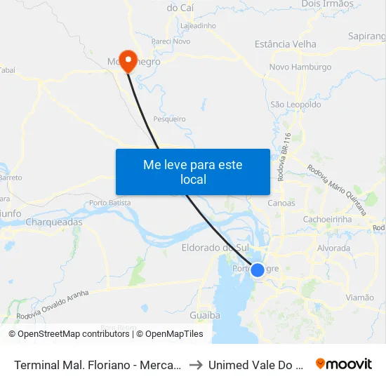 Terminal Mal. Floriano - Mercado to Unimed Vale Do Caí map