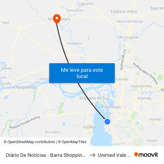 Diário De Notícias - Barra Shopping / Catamarã to Unimed Vale Do Caí map