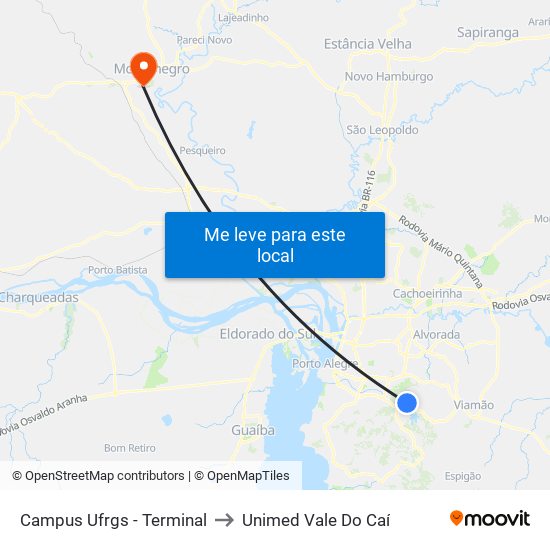 Campus Ufrgs - Terminal to Unimed Vale Do Caí map