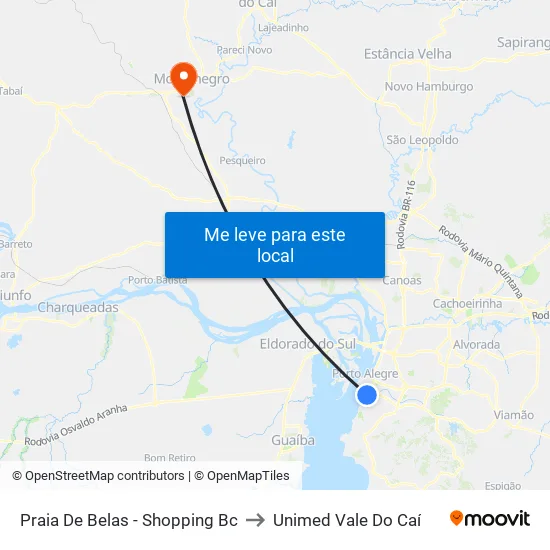 Praia De Belas - Shopping Bc to Unimed Vale Do Caí map