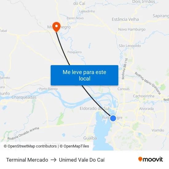 Terminal Mercado to Unimed Vale Do Caí map