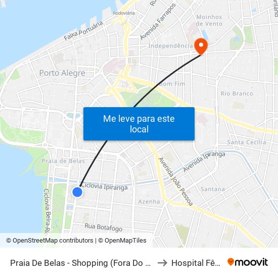 Praia De Belas - Shopping (Fora Do Corredor) to Hospital Fêmina map