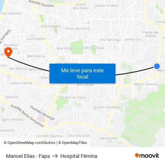 Manoel Elias - Fapa to Hospital Fêmina map