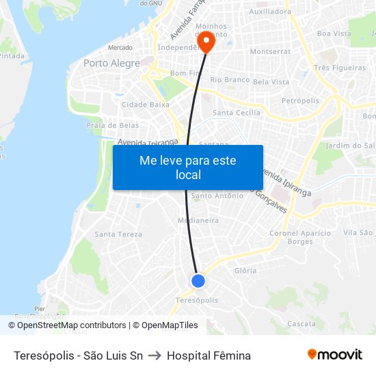 Teresópolis - São Luis Sn to Hospital Fêmina map