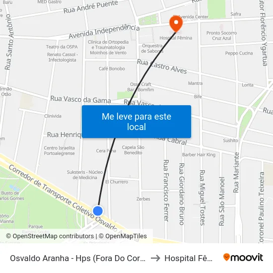 Osvaldo Aranha - Hps (Fora Do Corredor) to Hospital Fêmina map