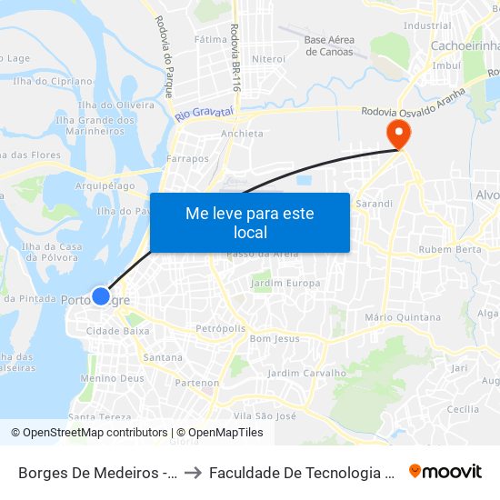 Borges De Medeiros - Mercado Público to Faculdade De Tecnologia Senai De Porto Alegre map