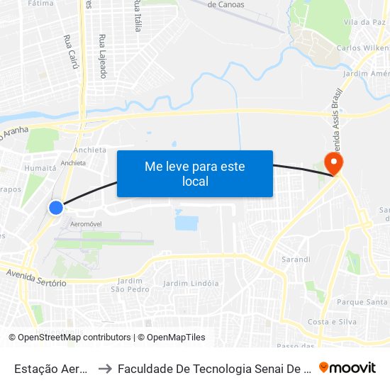 Estação Aeroporto to Faculdade De Tecnologia Senai De Porto Alegre map