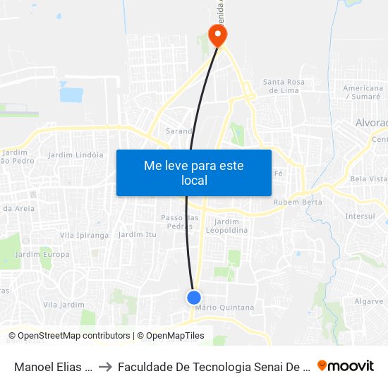 Manoel Elias - Fapa to Faculdade De Tecnologia Senai De Porto Alegre map