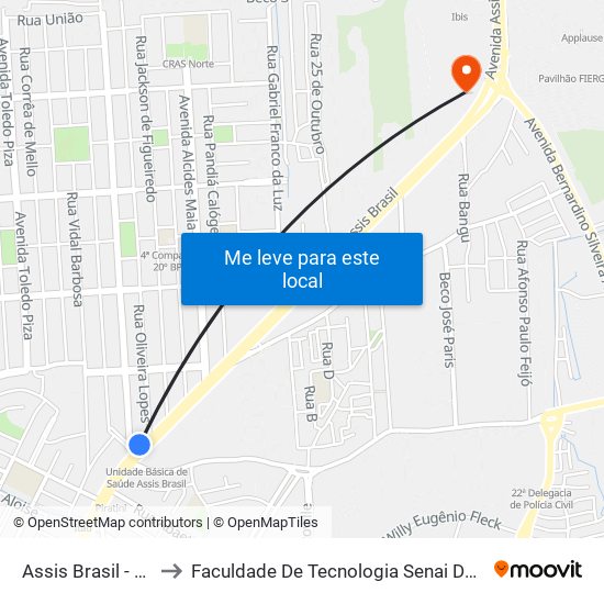 Assis Brasil - Sarandi to Faculdade De Tecnologia Senai De Porto Alegre map