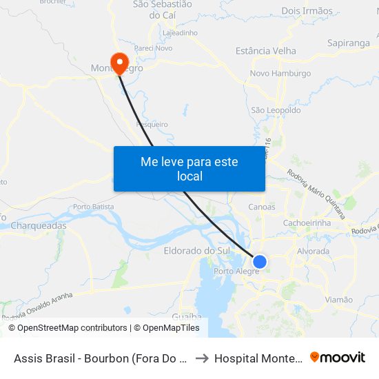 Assis Brasil - Bourbon (Fora Do Corredor) to Hospital Montenegro map