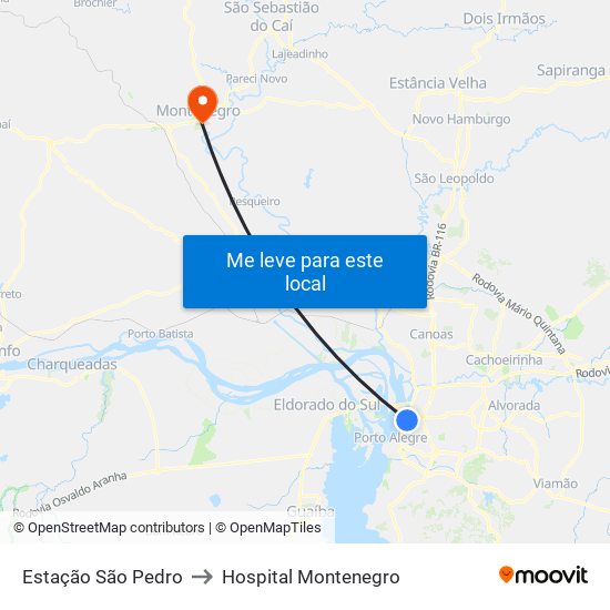 Estação São Pedro to Hospital Montenegro map