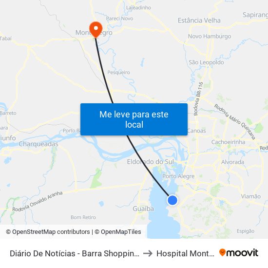 Diário De Notícias - Barra Shopping / Catamarã to Hospital Montenegro map