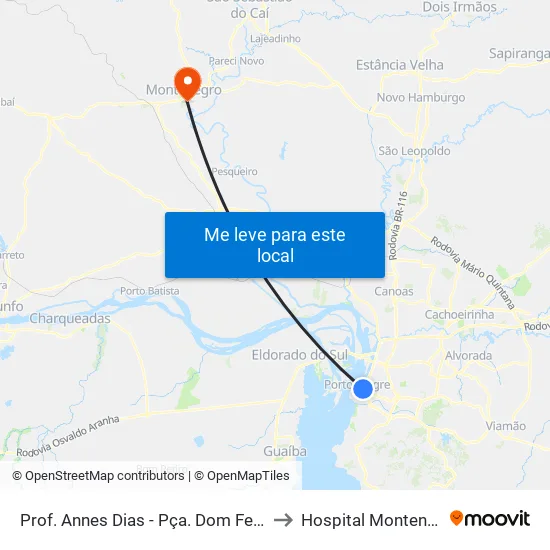 Prof. Annes Dias - Pça. Dom Feliciano to Hospital Montenegro map