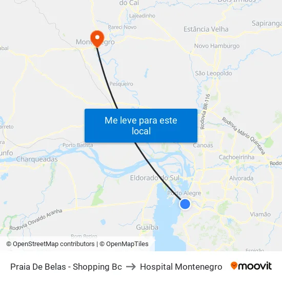 Praia De Belas - Shopping Bc to Hospital Montenegro map