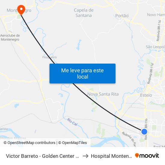 Victor Barreto - Golden Center (Box B) to Hospital Montenegro map