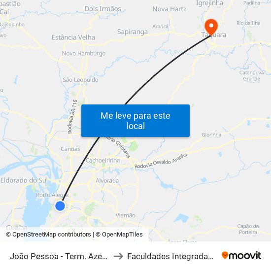 João Pessoa - Term. Azenha (Fora Do Corredor) to Faculdades Integradas De Taquara - Faccat map