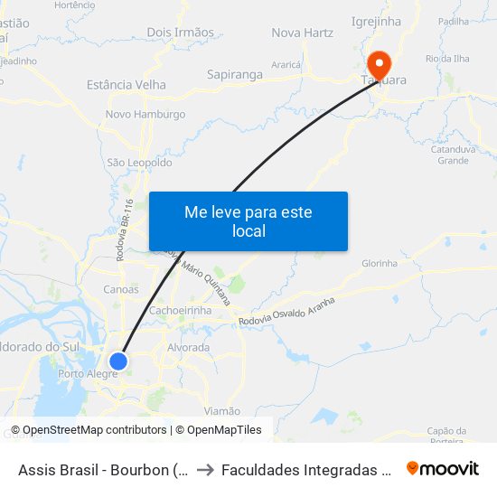 Assis Brasil - Bourbon (Fora Do Corredor) to Faculdades Integradas De Taquara - Faccat map