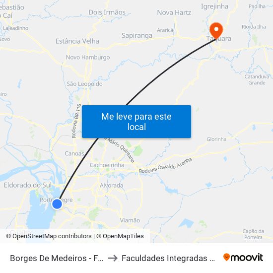 Borges De Medeiros - Fernando Machado to Faculdades Integradas De Taquara - Faccat map