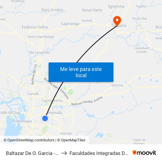 Baltazar De O. Garcia - Centro Vida Cb to Faculdades Integradas De Taquara - Faccat map
