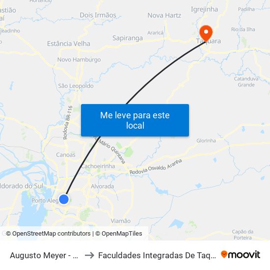 Augusto Meyer - Plínio Ns to Faculdades Integradas De Taquara - Faccat map