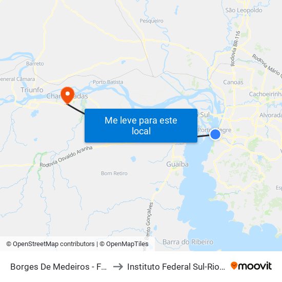 Borges De Medeiros - Fernando Machado to Instituto Federal Sul-Rio-Grandense (Ifsul) map