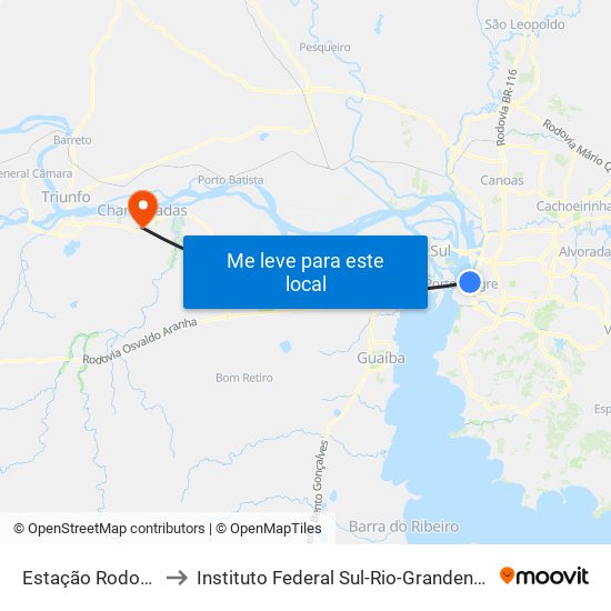 Estação Rodoviária to Instituto Federal Sul-Rio-Grandense (Ifsul) map