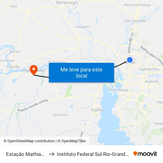 Estação Mathias Velho to Instituto Federal Sul-Rio-Grandense (Ifsul) map