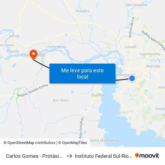 Carlos Gomes - Protásio Alves Sn (Piso 1) to Instituto Federal Sul-Rio-Grandense (Ifsul) map