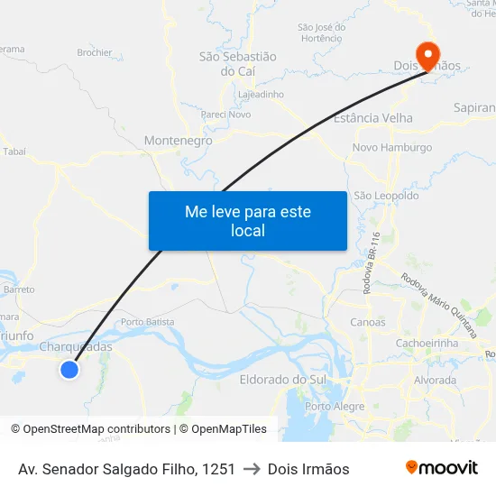 Av. Senador Salgado Filho, 1251 to Dois Irmãos map