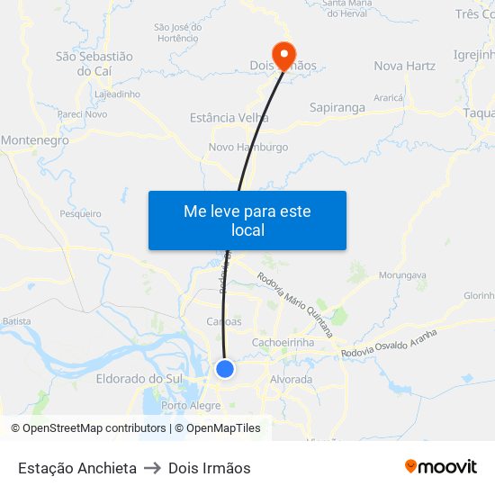 Estação Anchieta to Dois Irmãos map