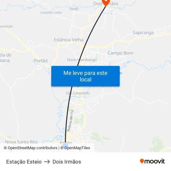 Estação Esteio to Dois Irmãos map
