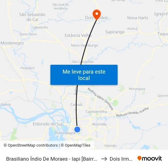 Brasiliano Índio De Moraes - Iapi [Bairro - Bc] to Dois Irmãos map