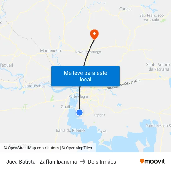 Juca Batista - Zaffari Ipanema to Dois Irmãos map
