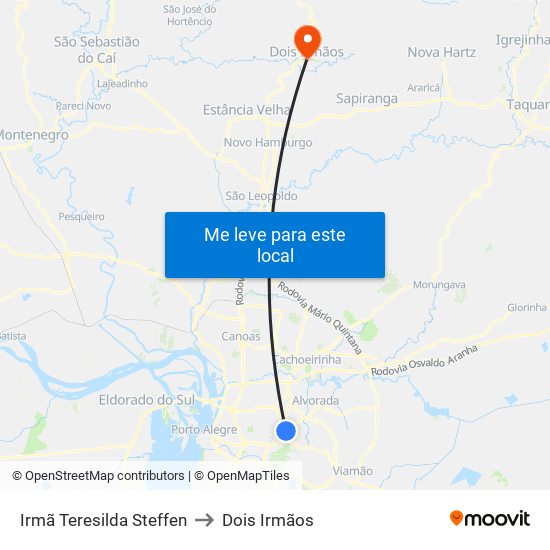 Irmã Teresilda Steffen to Dois Irmãos map