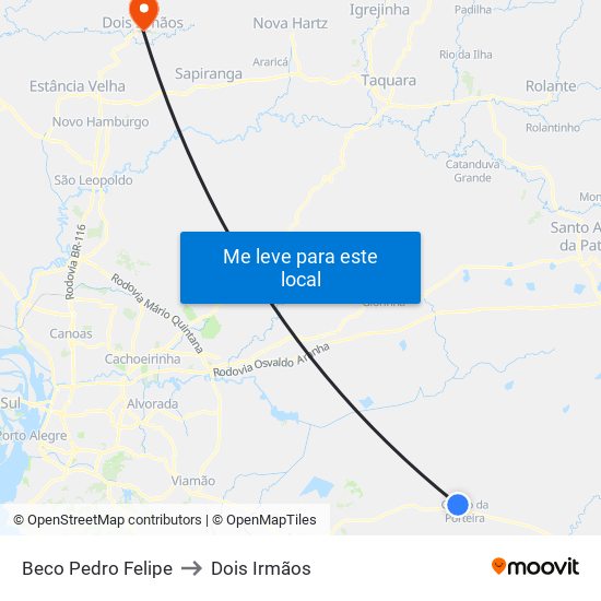 Beco Pedro Felipe to Dois Irmãos map