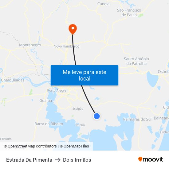 Estrada Da Pimenta to Dois Irmãos map