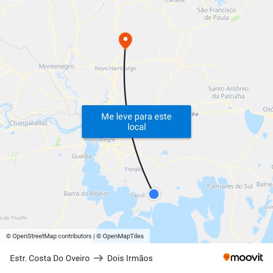 Estr. Costa Do Oveiro to Dois Irmãos map