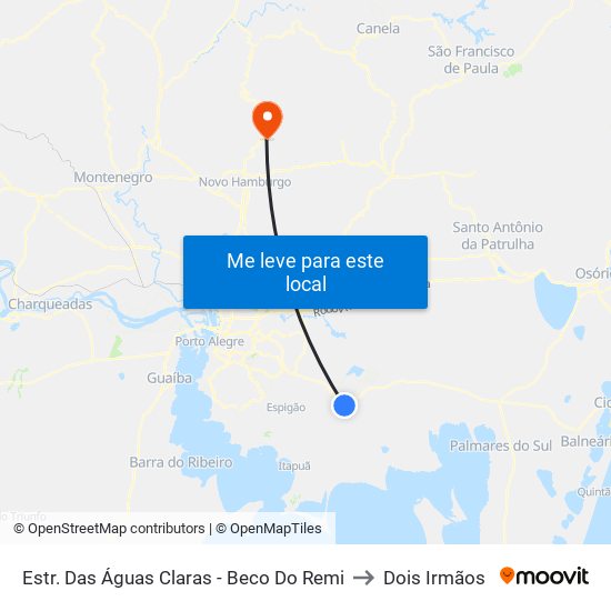 Estr. Das Águas Claras - Beco Do Remi to Dois Irmãos map