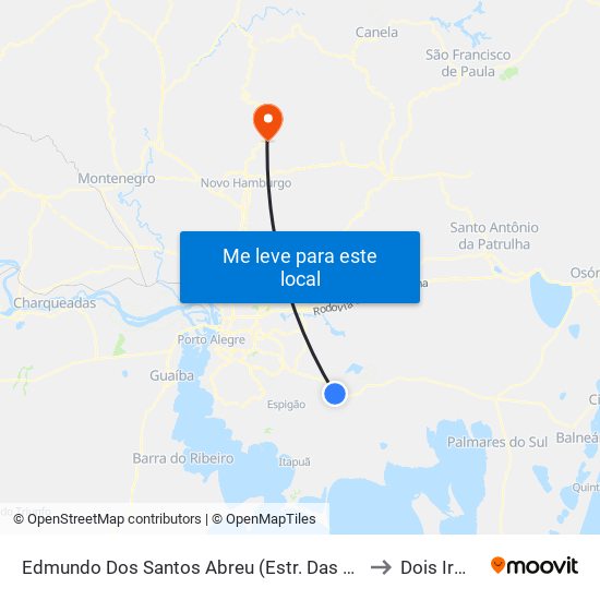 Edmundo Dos Santos Abreu (Estr. Das Laranjeiras) to Dois Irmãos map