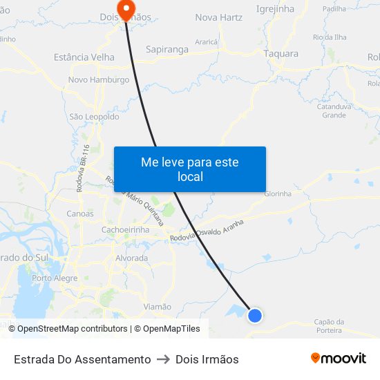 Estrada Do Assentamento to Dois Irmãos map