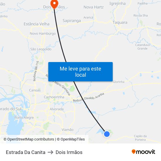 Estrada Da Canita to Dois Irmãos map