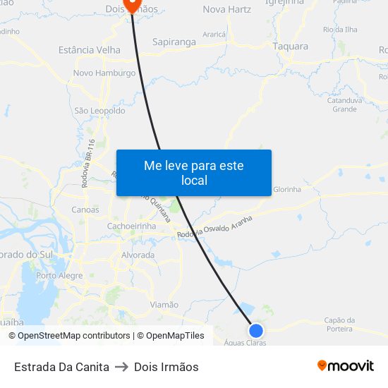 Estrada Da Canita to Dois Irmãos map