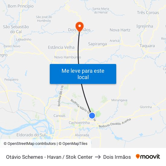 Otávio Schemes - Havan / Stok Center to Dois Irmãos map