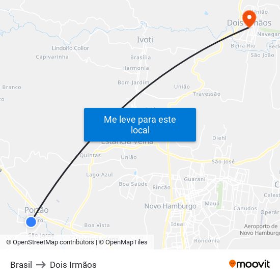 Brasil to Dois Irmãos map